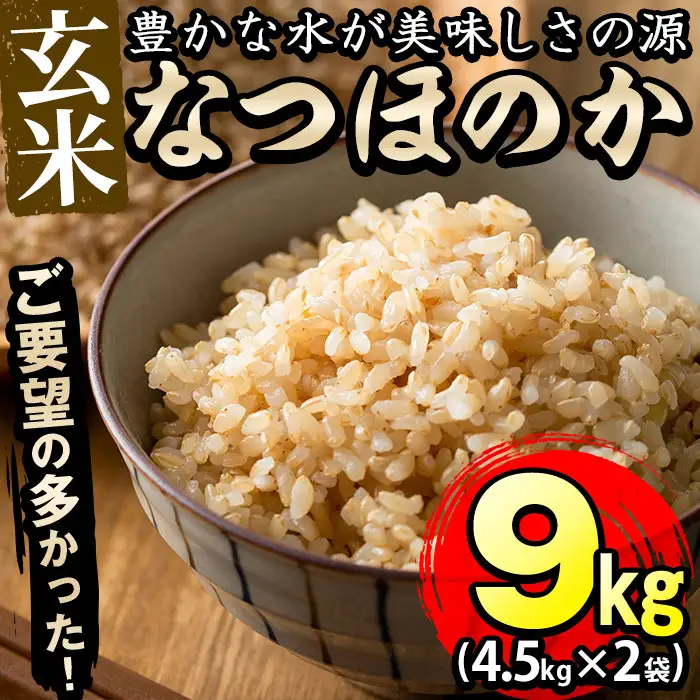 【米の匠】川崎さん自慢のなつほのか＜玄米＞ 計9kg(4.5kg×2袋) b2-032-R6-3w