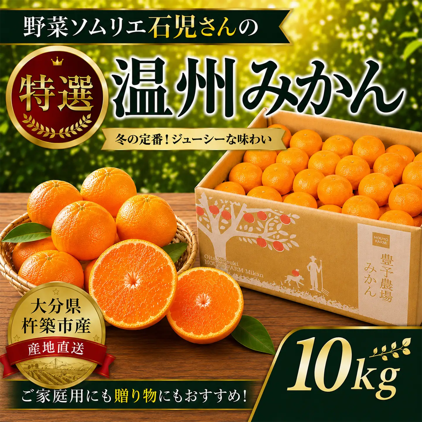 温州みかん 10kg 特選 甘い 柑橘  先行予約 ／ 野菜ソムリエ石児さんの「特選 温州みかん 10kg」＜103-007＞