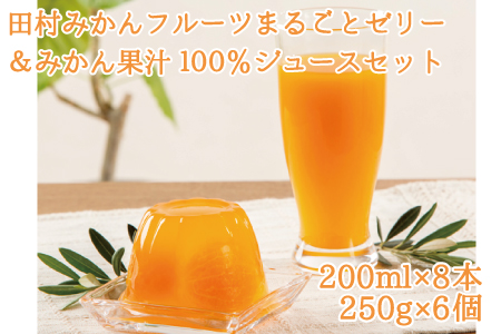 田村みかんフルーツまるごとゼリー250g×6個＆みかん果汁100％ジュース200ml×8【uot105】