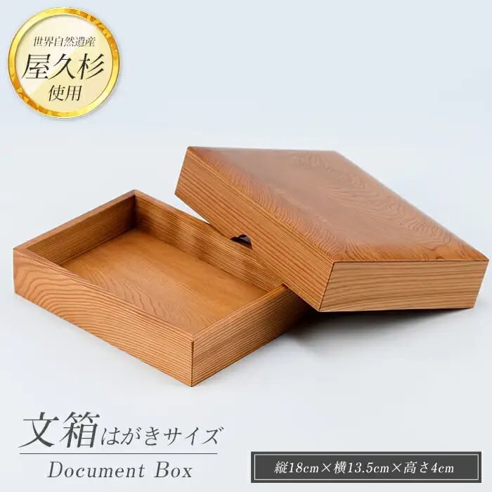 M044-1　屋久杉　文箱　木箱　蓋つき 屋久杉で創った 文箱はがきサイズ 高橋工芸 IB074-015 工芸品 工芸品