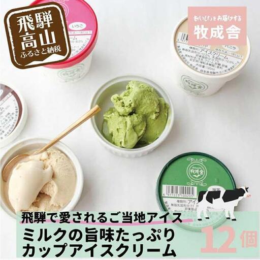 牧成舎 飛騨の牛乳屋のカップ アイスクリーム  4種12個 | アイス DF018VC13