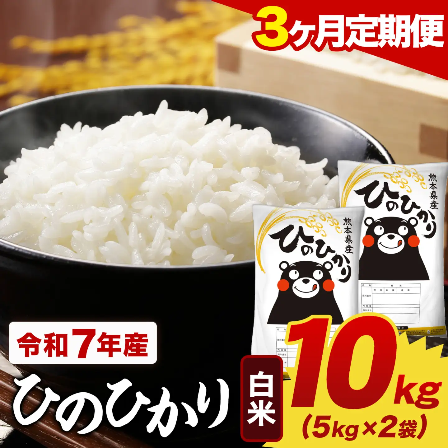 【3ヶ月定期便】令和7年産 白米  ひのひかり 定期便 10kg(5kg×2袋)《お申し込みの翌月から出荷》