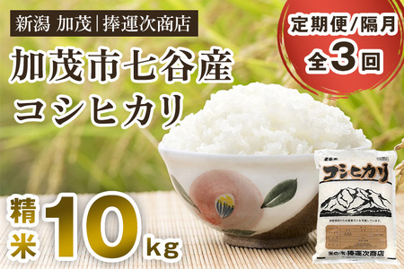 【令和6年産米】【定期便3回隔月お届け】七谷産コシヒカリ 精米10kg（5kg×2）白米 捧運次商店