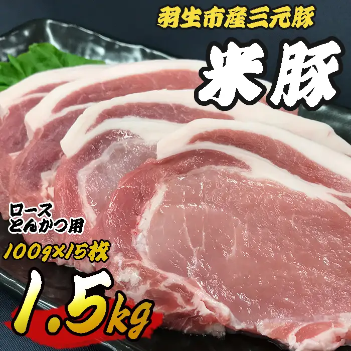 豚肉 豚肉ロース 1.5kg (100g×15枚) ロースとんかつ用 三元豚 米豚 国産 豚肉 冷凍