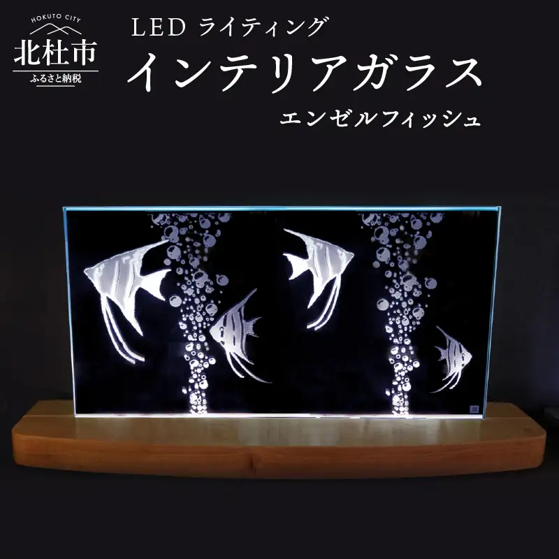 ＬＥＤライティング　インテリアガラス「エンゼルフィッシュ」 [h011]