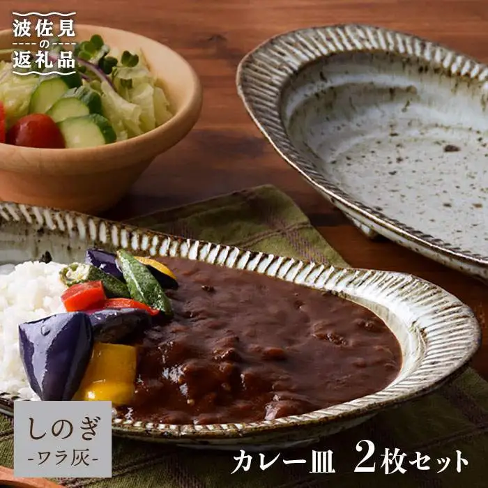 【波佐見焼】おとなの カレー皿 （ワラ灰しのぎ）2枚セット 食器 皿 【大桂工房】 [GD14]  波佐見焼