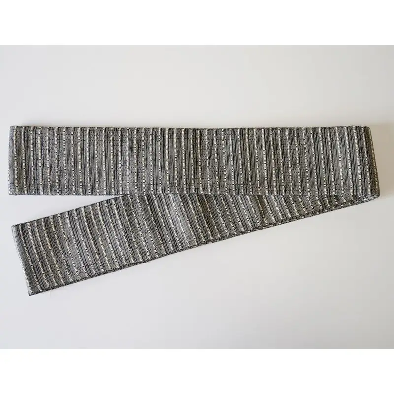 丹後の藤布 角帯「藤に和紙（グレー）」