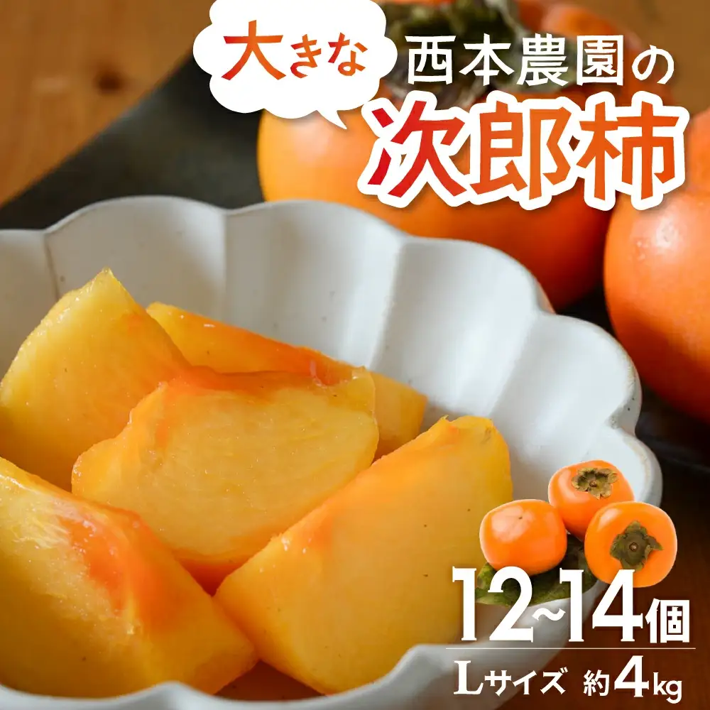 柿 次郎柿 先行予約 Lサイズ 4kg 12～14玉 種なし