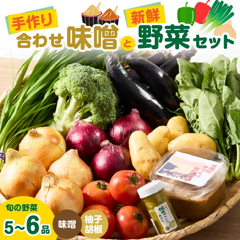 手作り合わせ味噌と新鮮野菜セット ／ 野菜【A095】