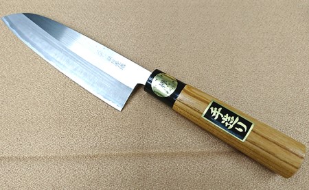 青紙割込ステン鍛造包丁三徳165mm