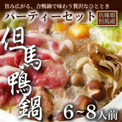 【家族や友人と囲むごちそう鍋】但馬鴨鍋パーティーセット(6～8人前)大人数で楽しむ贅沢鍋【配送不可地域：離島】【1126328】