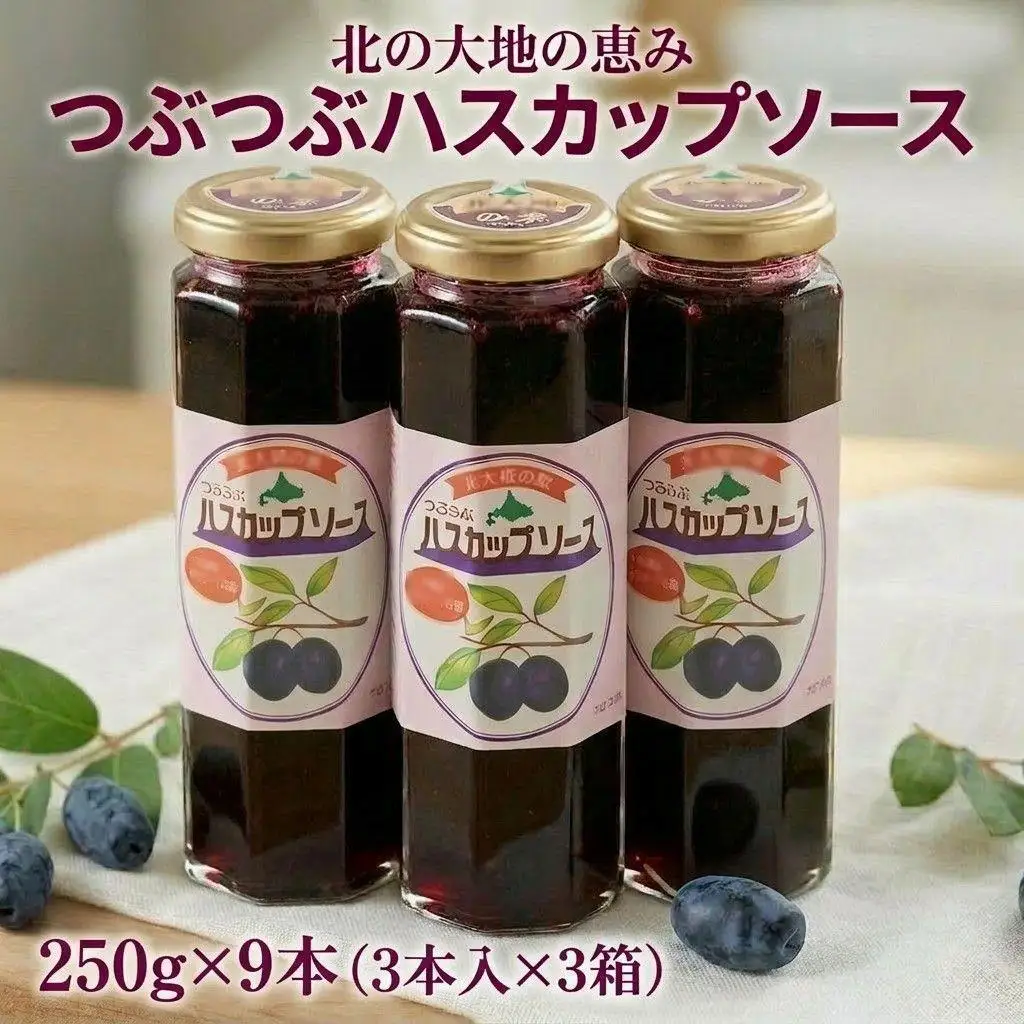 ＜北の大地の恵み＞つぶつぶハスカップソース　ギフトセット　250g×9本