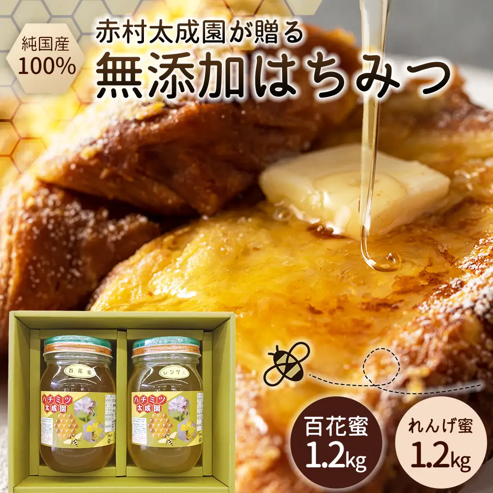 蜂蜜（レンゲ蜜１.２ｋｇ、百花蜜１.２ｋｇ）セット K2