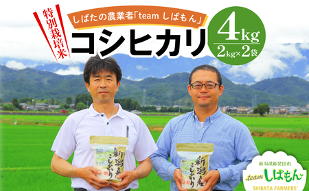 4kg 特別栽培米コシヒカリ 新潟県産 新発田産 コシヒカリ 特別栽培米 しばもん 2kg 2袋 4kg D31_03