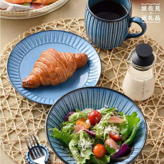 【波佐見焼】蒼鎬（あおしのぎ）モーニングペアセット スープカップ ボウル 食器 食器 皿 【利左エ門窯】 [QB17]  波佐見焼