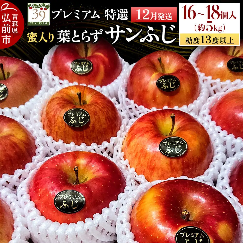 りんご 葉とらずサンふじ【特選】約5kg（16～18個）蜜入り 先行受付