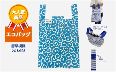エコバッグ 唐草模様(そら色)