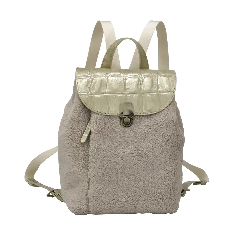 豊岡鞄　ケサラ　ミニリュック（ベージュ×ゴールド）