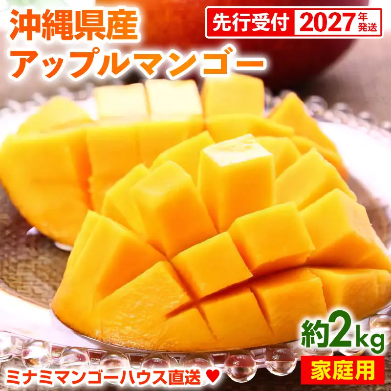 【先行受付】【2027年発送】ミナミマンゴーハウスのアップルマンゴー 家庭用 約2kg（4～7玉）- 先行予約 沖縄県産 産地直送 南国フルーツ 旬の味覚 ご自宅用 オススメ 沖縄県 八重瀬町
