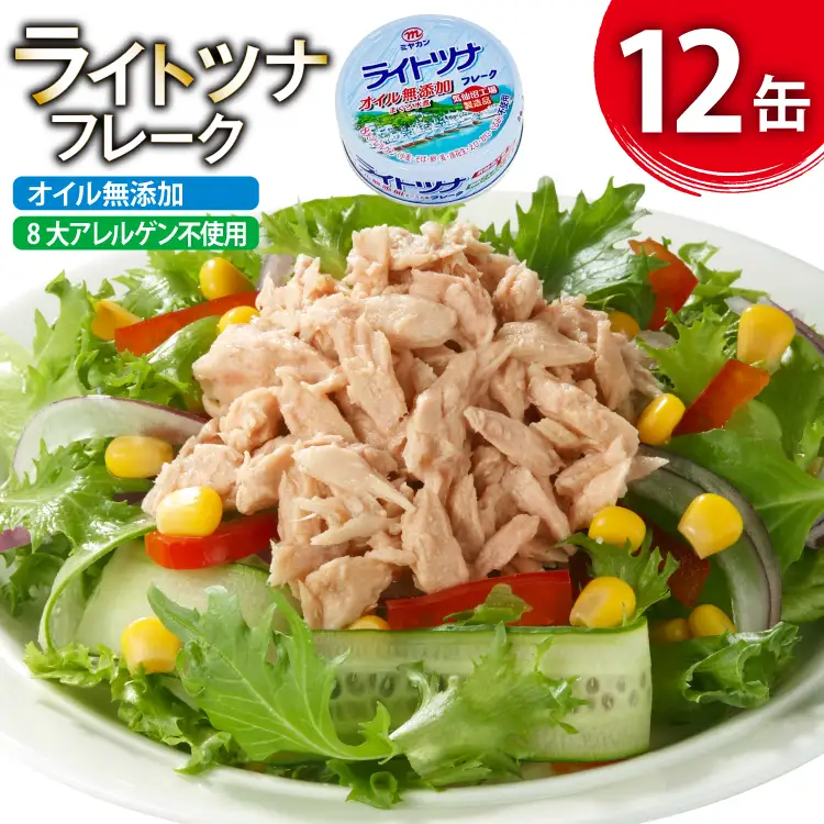 缶詰 ライトツナフレーク オイル無添加 70g ×12缶 