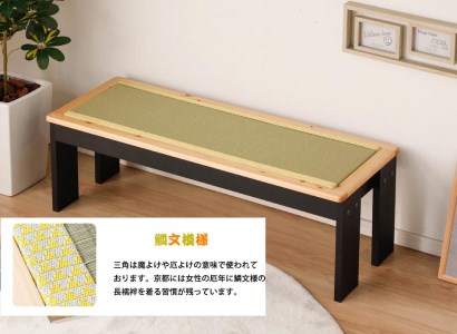 EZ003_ダイニングベンチ 120cm 背もたれなし 2人～3人用 子供用 大人用 ベンチ スツールタイプ 和風 (鱗紋模様）×（白天板）