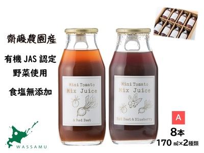 【ふるさと納税】和寒ミニトマトミックスジュース2種A（170ml）