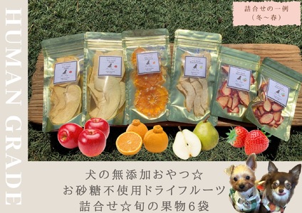 FB134_犬の無添加おやつ☆お砂糖不使用ドライフルーツ☆旬の果物６袋
