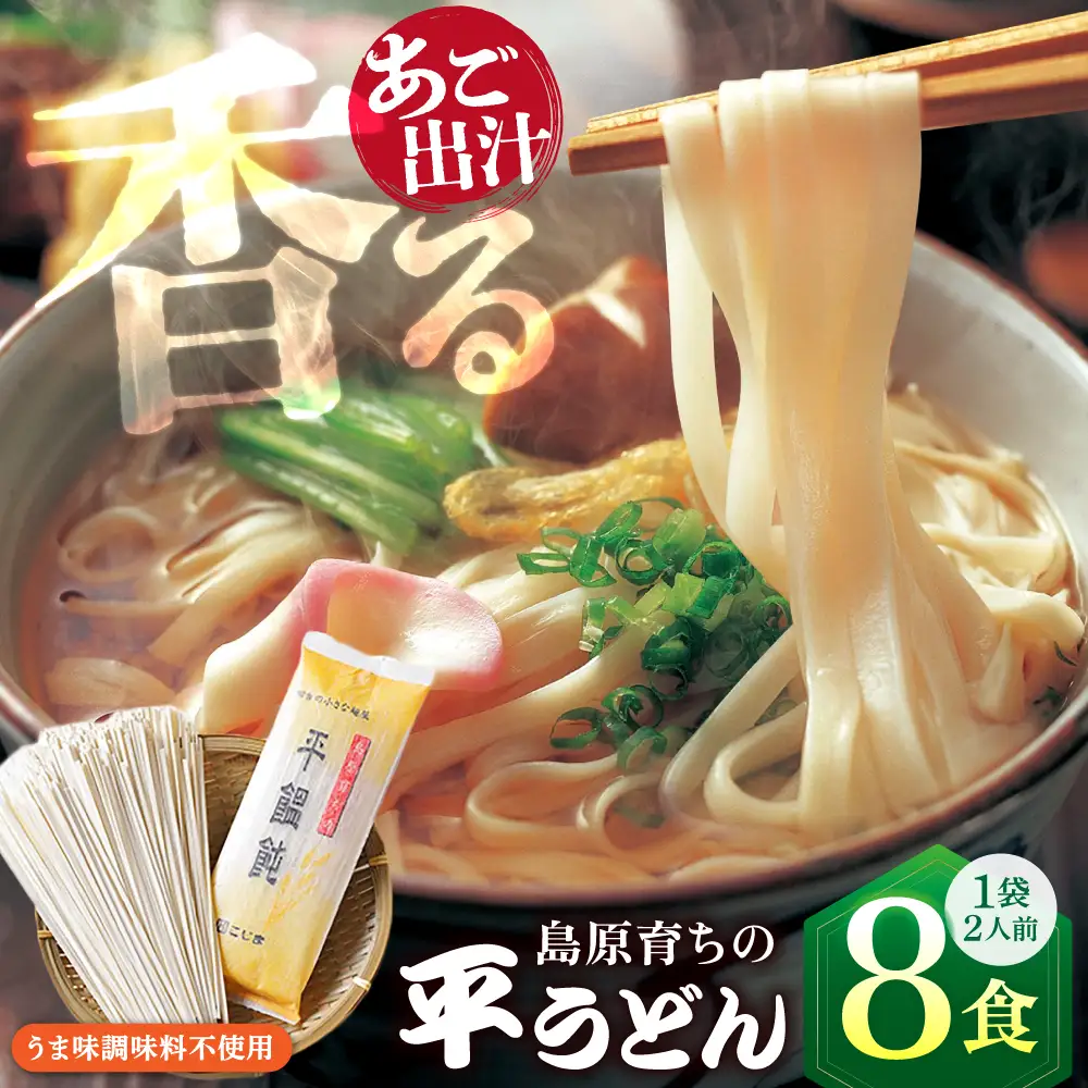 焼あごスープと島原育ちの平うどん 8食 [SAZ006] うどん