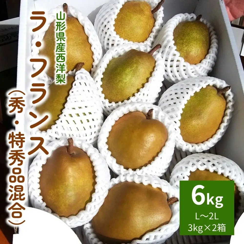 西洋梨（ラ・フランス）６ｋｇ（３ｋｇ×２箱）　0050-2601