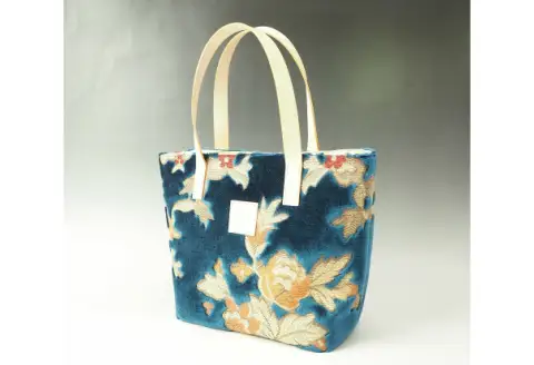 伝統の技が息づく逸品！ 金華山織り トートバッグ ブルー【0673】
