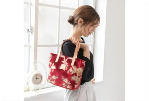伝統の技が息づく逸品！ 金華山織り トートバッグ レッド【0670】