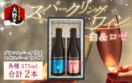 スパークリングワイン 白 ＆ ロゼ 375ml 2本セット [A-021008]