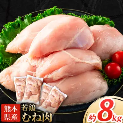 鶏肉 熊本県産若鶏 むね肉 計8kg 鶏肉 むね 大容量 