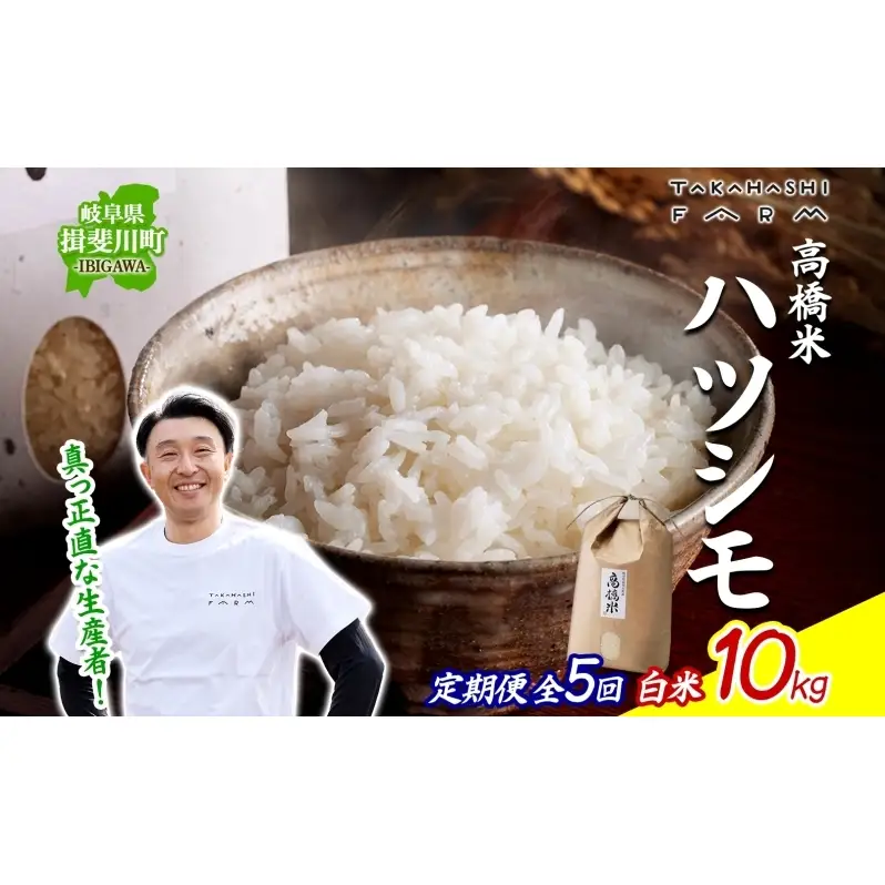 ハツシモ 米 高橋米 白米 ハツシモ【10kg×1袋】【定期便 全5回】【先行予約】