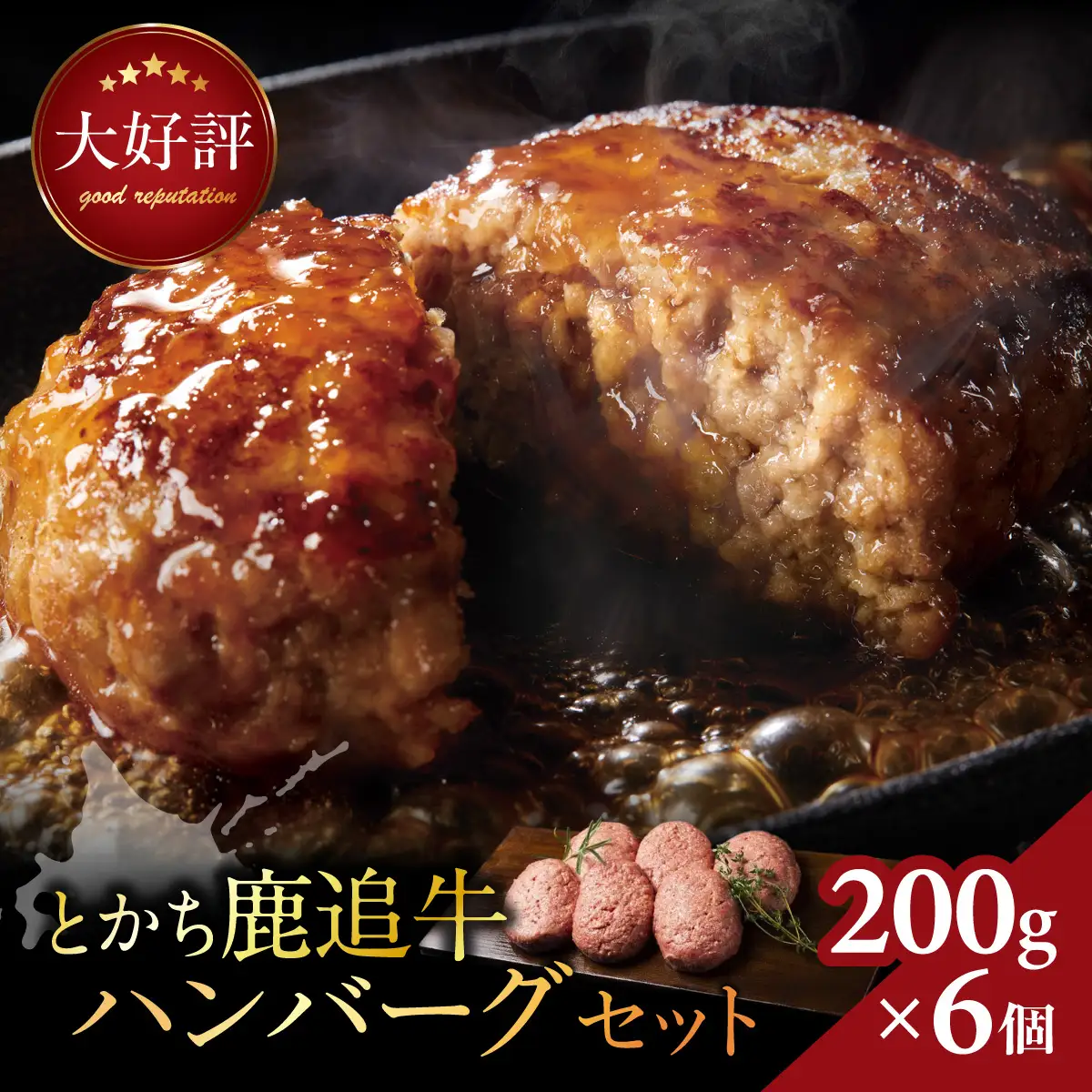 とかち鹿追牛ハンバーグセット 200g×6個 SKA007 【 人気  北海道 　送料無料 】