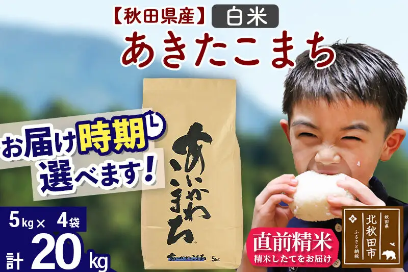 ※令和7年産※秋田県産 あきたこまち 20kg【白米】(5kg小分け袋)【1回のみお届け】2025年産 お届け時期選べる お米 藤岡農産