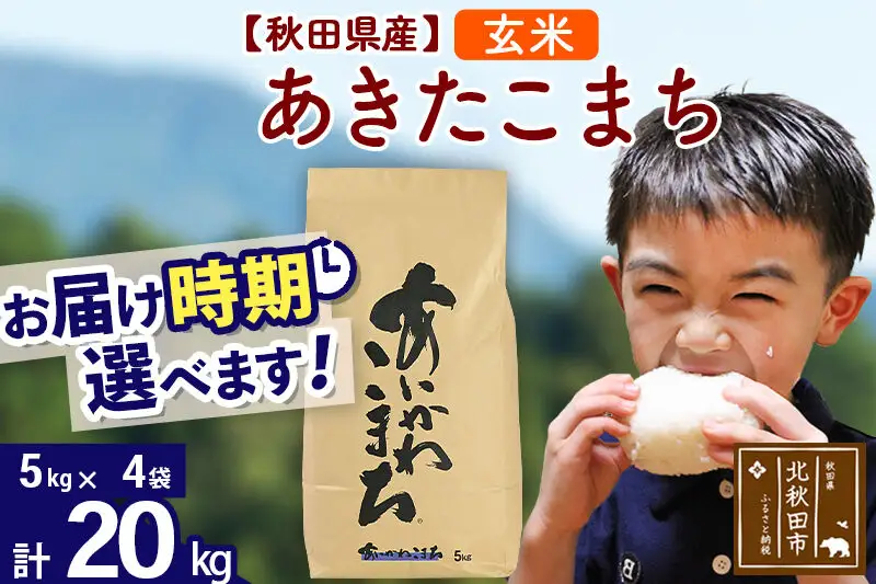 ※令和7年産※秋田県産 あきたこまち 20kg【玄米】(5kg小分け袋)【1回のみお届け】2025年産 お届け時期選べる お米 藤岡農産