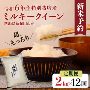 新潟県産 ミルキークイーン定期便 2kg 12ヶ月 米定期便 精米定期便 玄米定期便 ミルキークイーン定期便 特別栽培米 12回定期便 D45_001