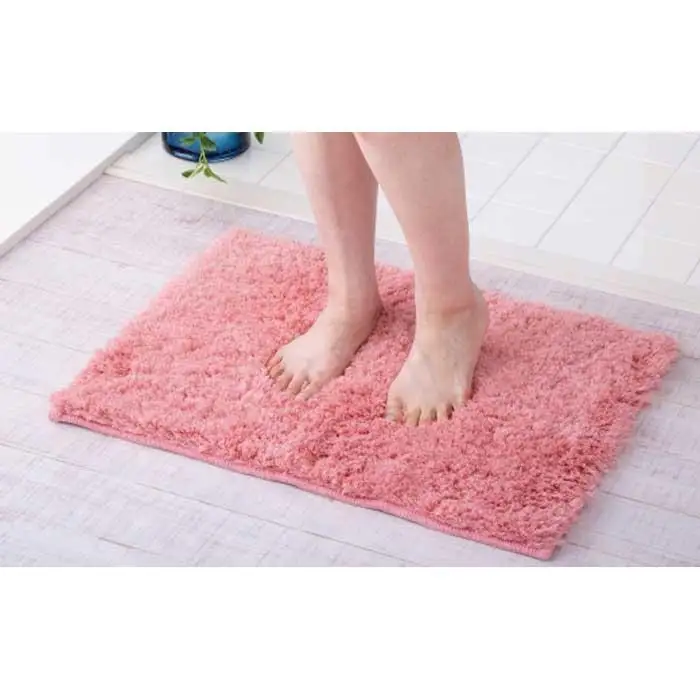 ふわふわコスモトロン吸水速乾バスマット３０mmコーラルピンク　縦４５cmX横６０cm