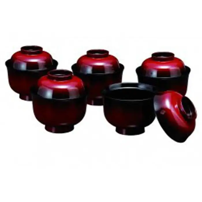 3.2吸物椀 篁 5客入（食器洗浄機OK） 紀州漆器［YS41］