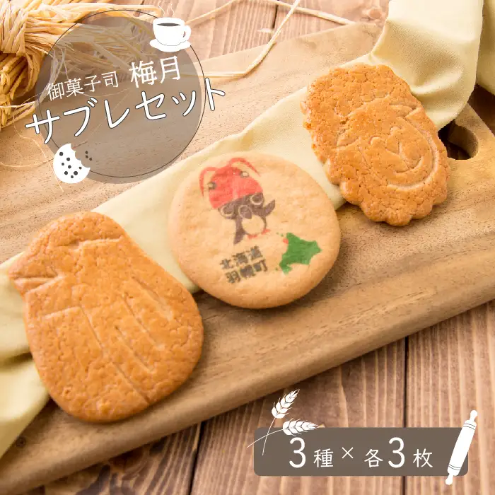 御菓子司梅月サブレセット（3種×各3枚）【1110101】
