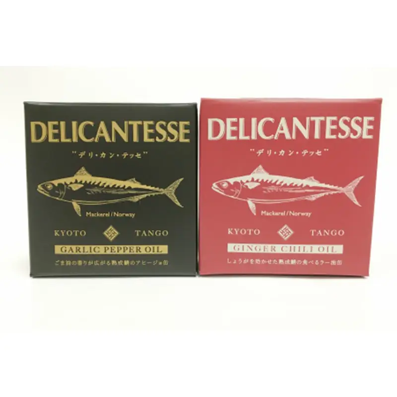 鯖へしこ缶詰【DELICANTESSE】GARLIC PEPPER OIL ＆GINGER CHILI OILセット