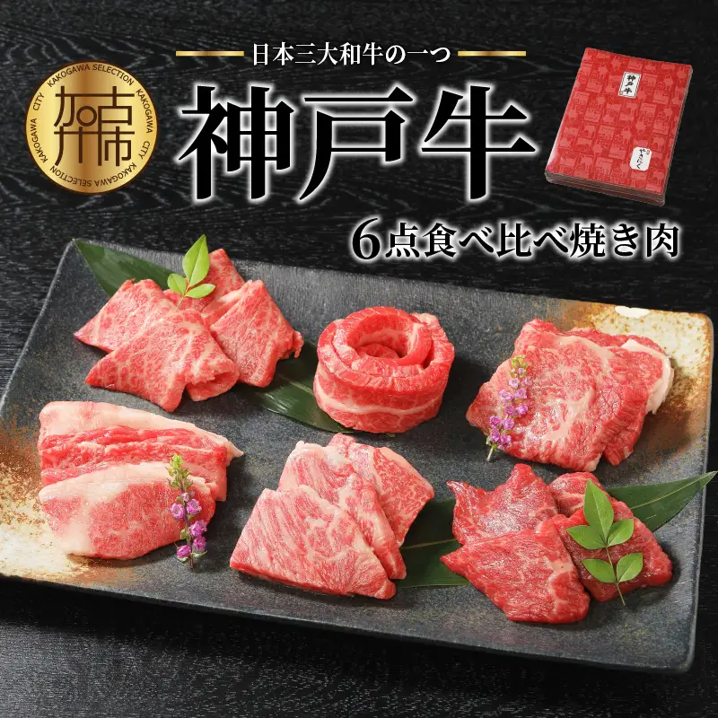 自社牧場直送 神戸牛 6点食べ比べ 焼肉 ( 600g )【2603A00109】