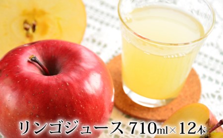 峠のふもと紅果園の完熟！リンゴジュース710ml×12本セット 飲料類 果汁飲料 りんご 林檎 ジュース [峠のふもと紅果園]
