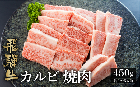 飛騨牛 カルビ 焼肉用 450g A4 A5 等級 てんから 焼肉用 [S174]