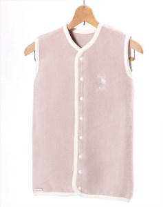綿毛布スリーパー (Mサイズ) 2way仕様で暖か ベージュピンク×ホワイト 毛布の町 (泉大津産)｜ ベビー キッズ sleeper-s [2437]