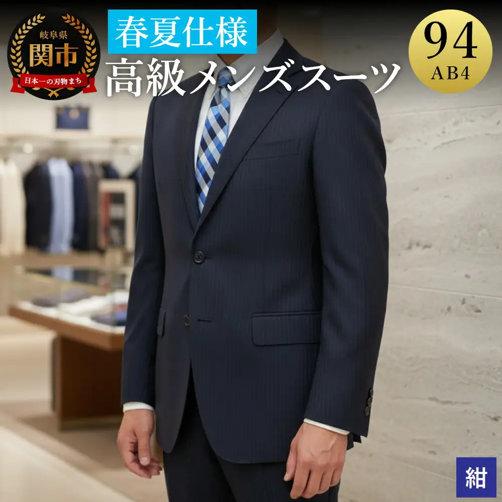 高級メンズスーツ 春夏仕様【94 AB4】紺系