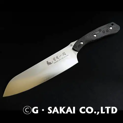 H170-01 紫電一閃 ZDP-189 カーボン柄 三徳包丁 ネコver