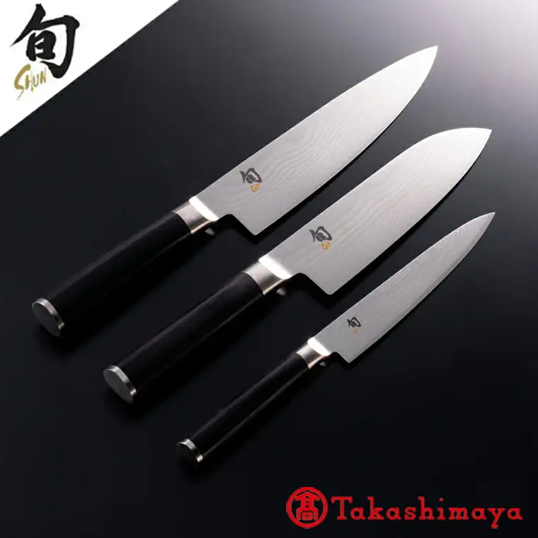 【59E0520】〈貝印〉旬Shun Classic 3本セットE（三徳包丁 175mm＆シェフズナイフ 200mm＆ユーティリティナイフ 150mm）