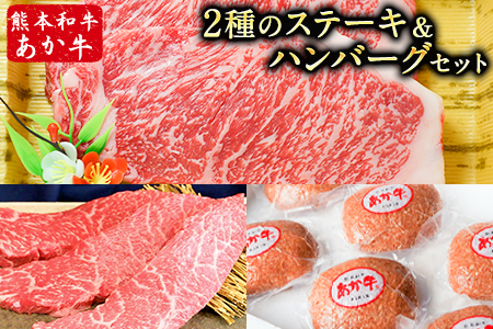 2種のステーキ＆ハンバーグセット 1kg超 赤牛 イチボステーキ ロースステーキ あか牛ハンバーグ 《60日以内に出荷予定(土日祝除く)》 st-p